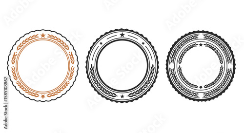 Set of vintage badge frames with laurel wreaths and stars
