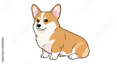 Cute corgi dog sitting in cartoon style