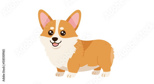 Cute corgi dog character with cartoon style and adorable expression