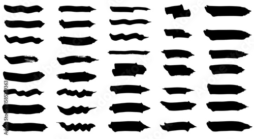 Bold black brush stroke set for graphic design and art projects