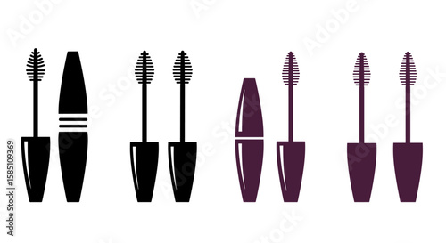 Silhouette and colorful mascara tubes: beauty and cosmetic design