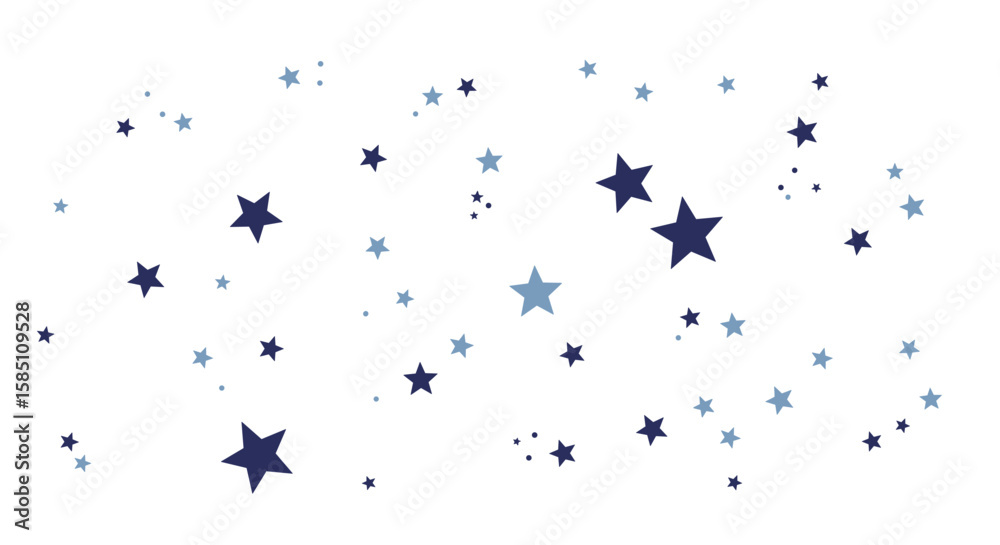 Obraz premium Scattered blue stars on white background