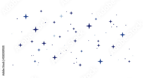 Night sky with twinkling stars on white background