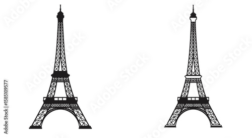 Eiffel tower silhouette pair: classic paris architecture design