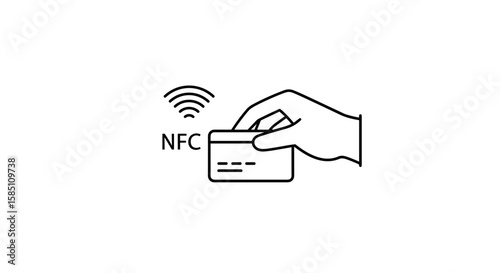 Contactless payment icon: hand holding card with nfc signal