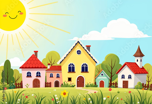 landscape with houses