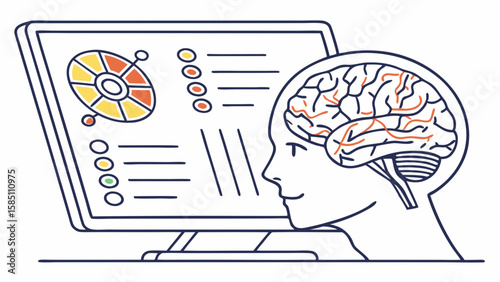 Female doctor explaining brain scan results on a screen to a patient during a medical consultation.