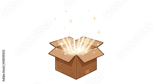Glowing magic box with sparkling light effects