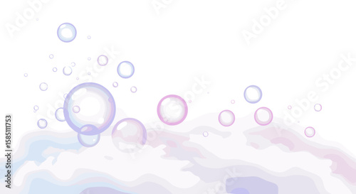 Pastel bubbles and clouds on a dreamy background