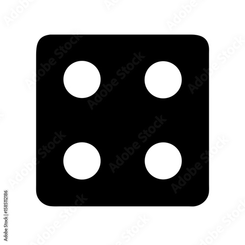 Dice graphic showing four pips as vector illustration, isolated against white background. Dice graphic is simple icon, perfect for illustrating probability.