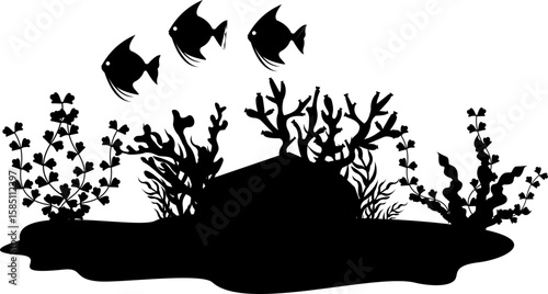 Underwater World Sea Bottom Silhouette
