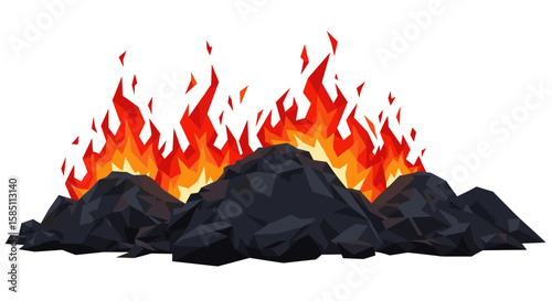 Geometric low poly flames on burning coals