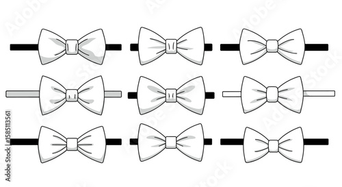 Elegant collection of stylish bow ties in black and white design