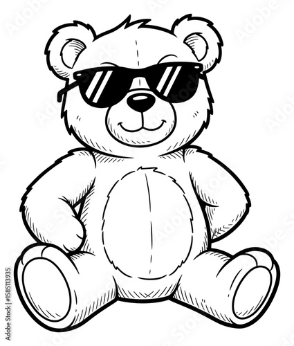 Illustration of a Cartoon Teddy Bear Wearing Sunglasses and Smiling