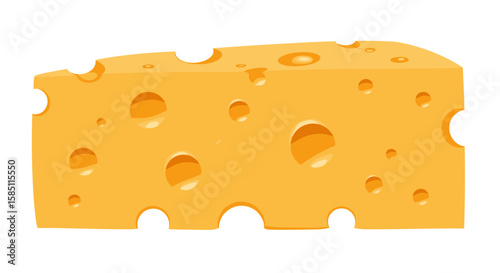 Realistic cartoon style swiss cheese with holes isolated on white background
