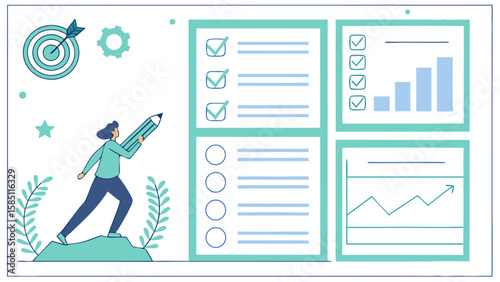 Illustration of financial and educational icons showing growth, learning, and banking in a grid layout