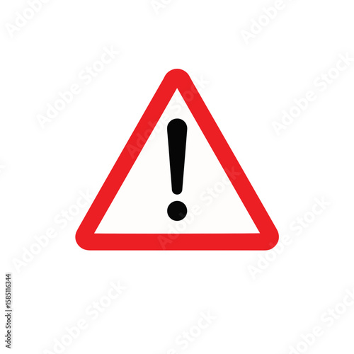 Minimalist warning sign with red accent on white background, caution alert