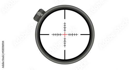 Precision rifle scope crosshair with adjustable focus and range markings