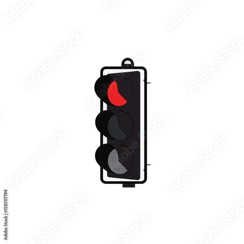 Minimalist traffic light design with red accent on white background, simplicity