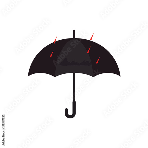 Black and white minimalist umbrella with red accents, modern design