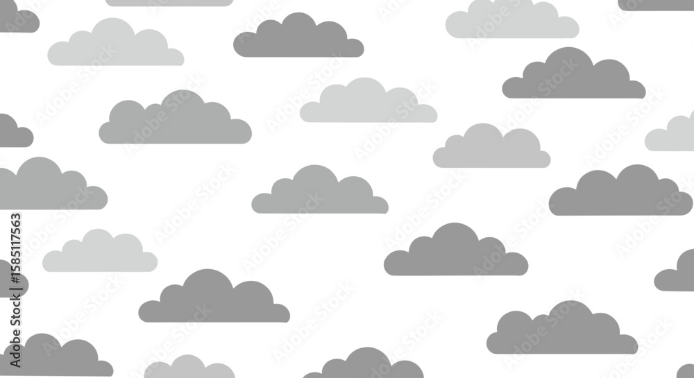 Obraz premium Monochrome cloud pattern on white background for seamless design