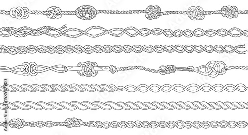 Intricate knots and rope designs in detailed linear art