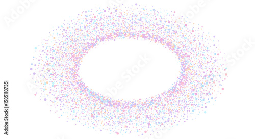 Colorful circular dot pattern with pastel gradients and empty center