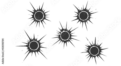 Grunge bullet hole pattern with ink splatter design elements for urban art