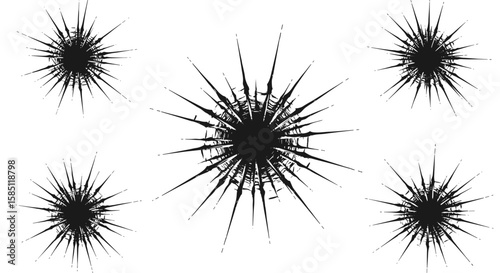 Abstract starburst spikes in symmetrical pattern on white background