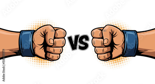 Colorful cartoon fist bump battle with vs text