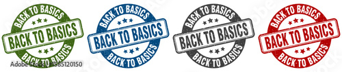 back to basics stamp. back to basics round stamp set isolated on white background