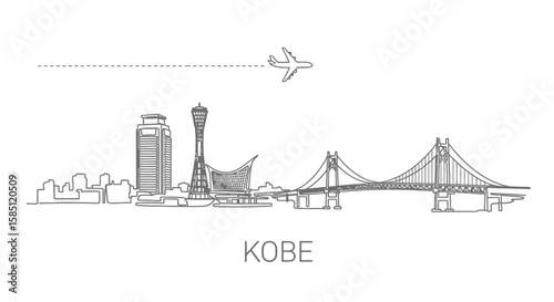 Kobe Skyline City Architecture Vector.