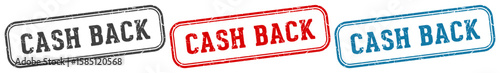 cash back stamp. cash back rectangular stamp set isolated on white background