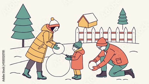 Playing in the snow with mom and dad