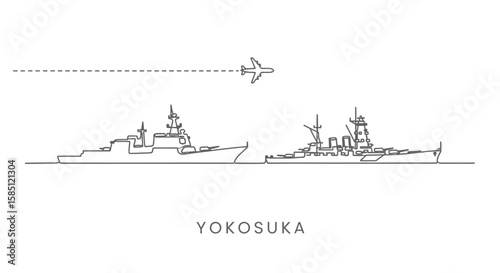 Yokosuka Navy Warship Minimal Illustration.