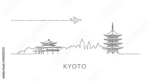 Kyoto Line Art Travel with Japan, Skyline, and Minimal.