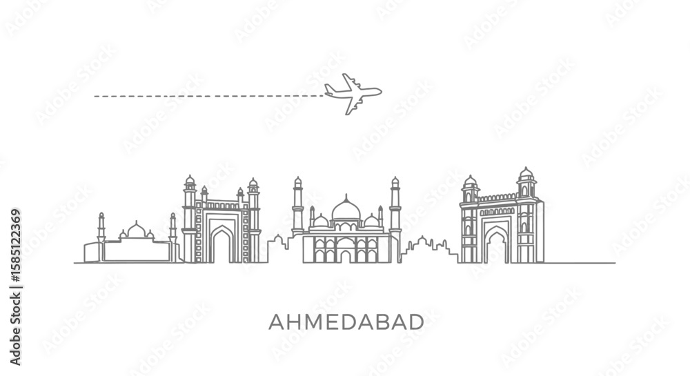 Obraz premium Ahmedabad Skyline Minimal with Travel India.