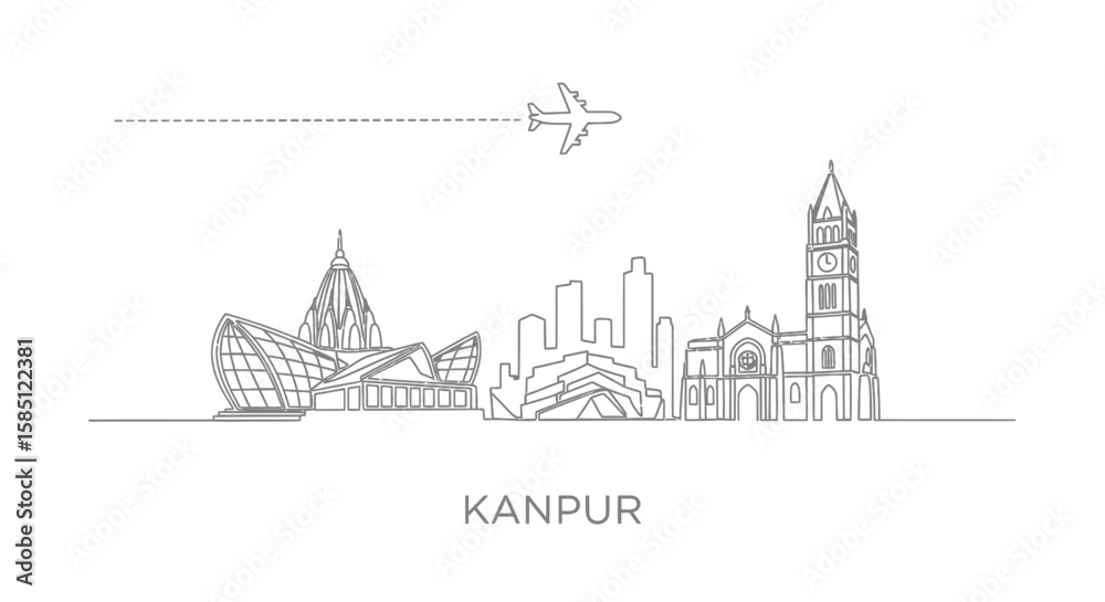 Fototapeta premium Kanpur Skyline Minimalist Cityscape Vector Art.