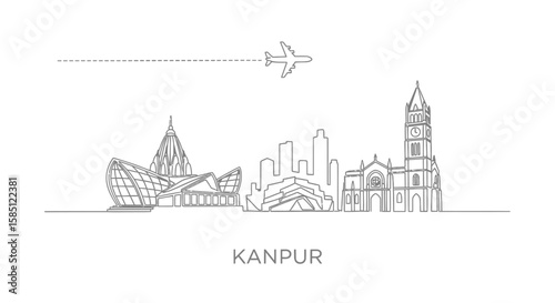Kanpur Skyline Minimalist Cityscape Vector Art.
