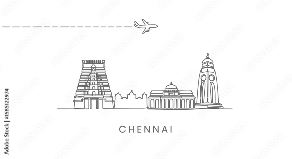 Naklejka premium Chennai Skyline Travel to India.