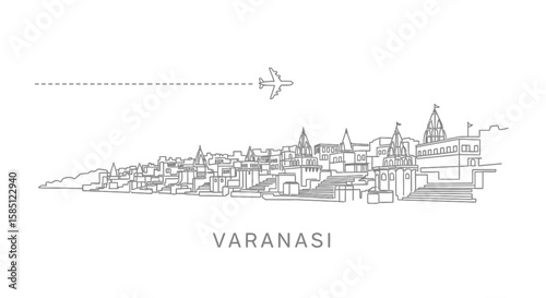 Varanasi India Skyline Travel Destination.