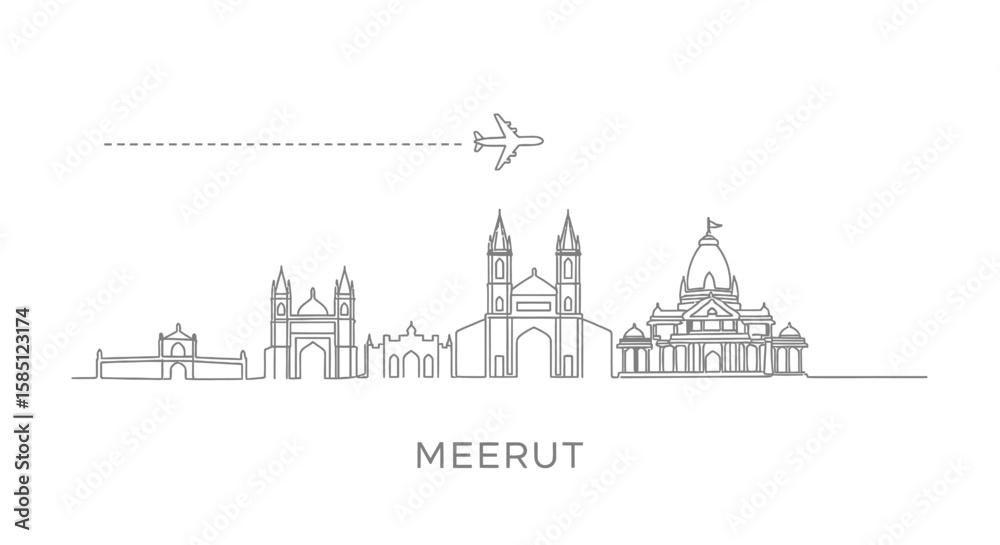 Fototapeta premium Meerut with India skyline Travel concept Vector.