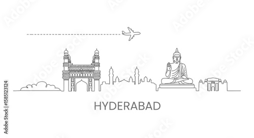 Hyderabad skyline with India Travel concept.
