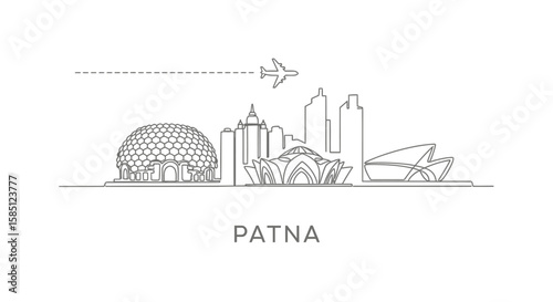 Patna Skyline Vector with India Cityscape, and Travel.