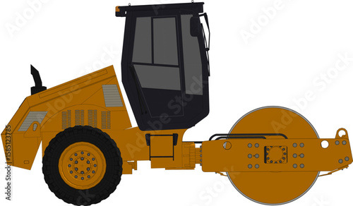 A compactor is a heavy equipment that functions to compact the soil. Compactor vector isolated on white background.