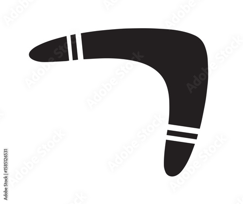 Black boomerang with white stripes throwing stick sport