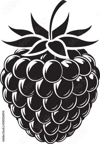 Black raspberry silhouette stylized vector blackberry icon
