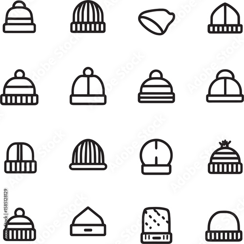 Minimalist Beanie Icon Set