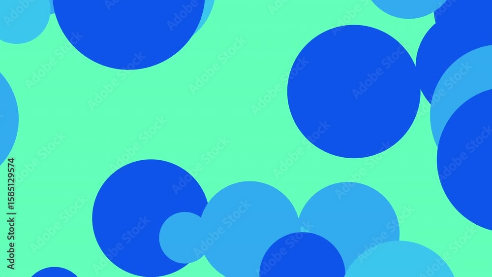 Animación de círculos azules sobre fondo verde menta
