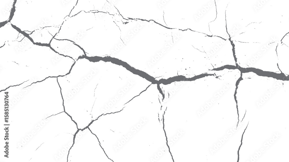 Fototapeta premium Cracked wall texture with detailed fracture lines. Seamless aged cement surface background for vintage design and grunge projects.